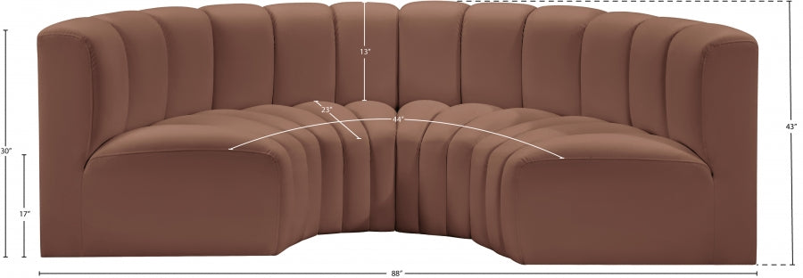 Arc 88" Vegan Leather Upholstered 4pc. Modular Sectional
