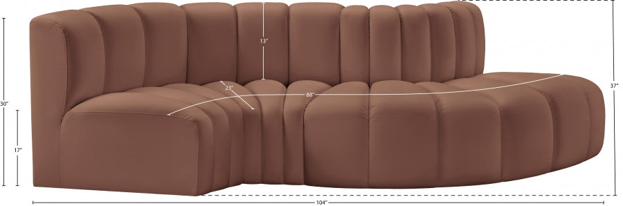 Arc 104" Vegan Leather Upholstered 4pc. Modular Sectional