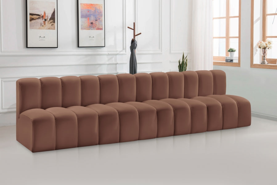 Arc 119" Vegan Leather Upholstered 4pc. Modular Sectional