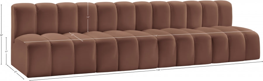 Arc 119" Vegan Leather Upholstered 4pc. Modular Sectional