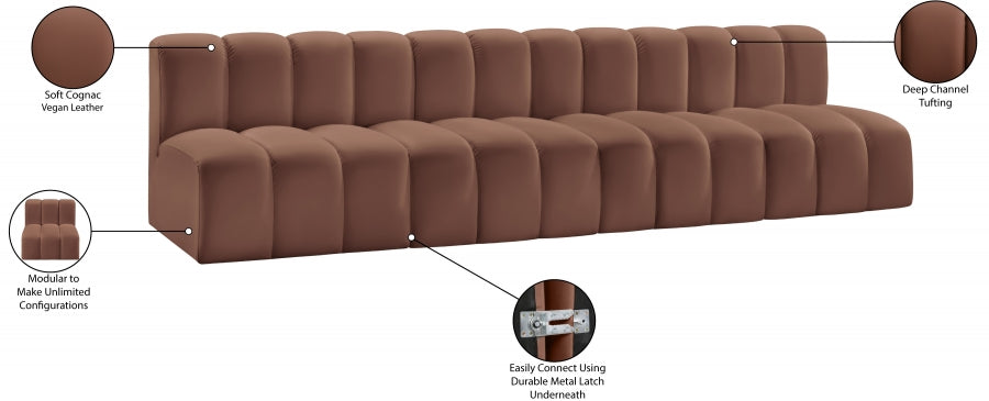 Arc 119" Vegan Leather Upholstered 4pc. Modular Sectional