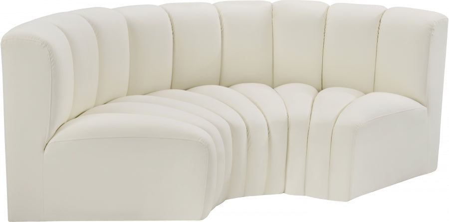 Arc 80" Vegan Leather Upholstered 3pc. Modular Sectional