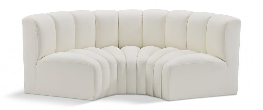 Arc 80" Vegan Leather Upholstered 3pc. Modular Sectional