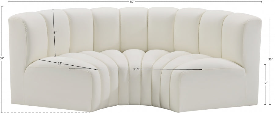 Arc 80" Vegan Leather Upholstered 3pc. Modular Sectional