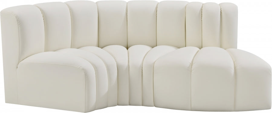 Arc 70" Vegan Leather Upholstered 3pc. Modular Sectional