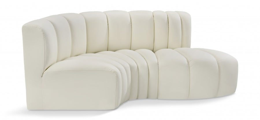 Arc 70" Vegan Leather Upholstered 3pc. Modular Sectional