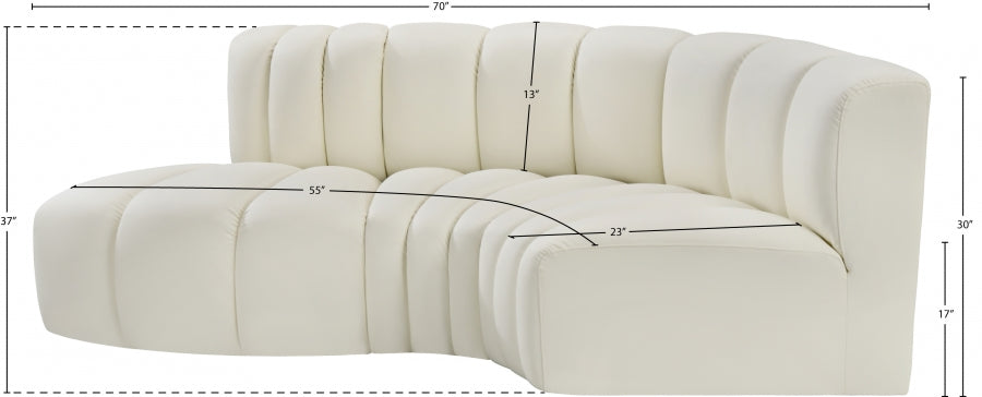 Arc 70" Vegan Leather Upholstered 3pc. Modular Sectional