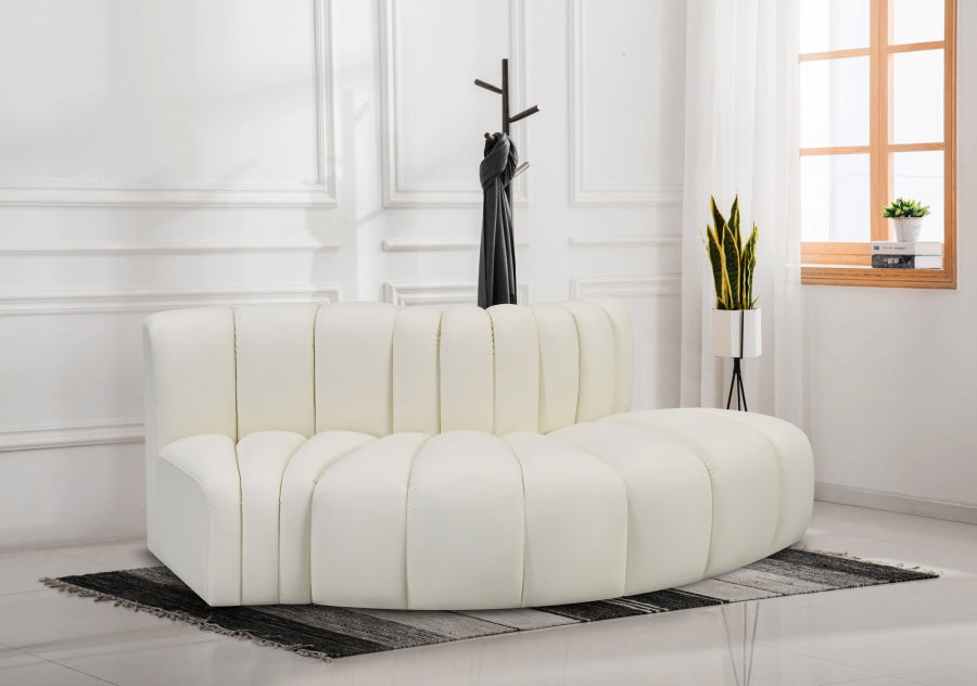 Arc 77" Vegan Leather Upholstered 3pc. Modular Sectional