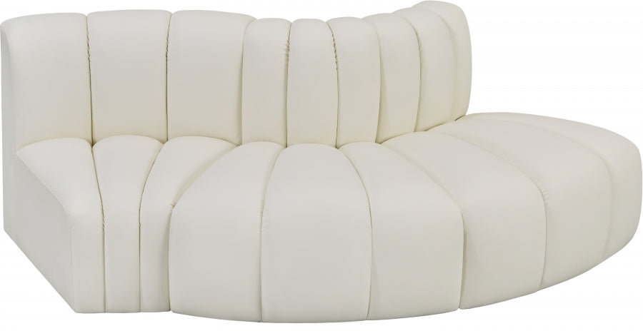 Arc 77" Vegan Leather Upholstered 3pc. Modular Sectional