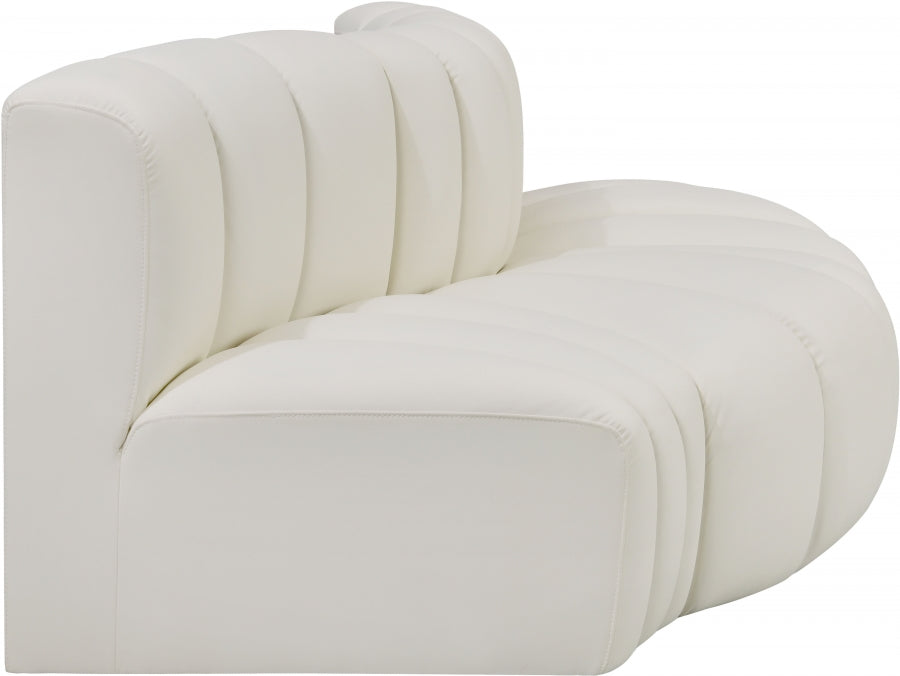 Arc 77" Vegan Leather Upholstered 3pc. Modular Sectional