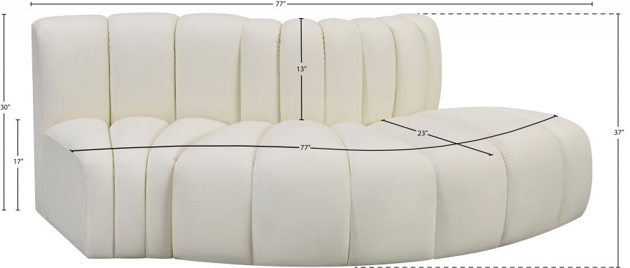 Arc 77" Vegan Leather Upholstered 3pc. Modular Sectional