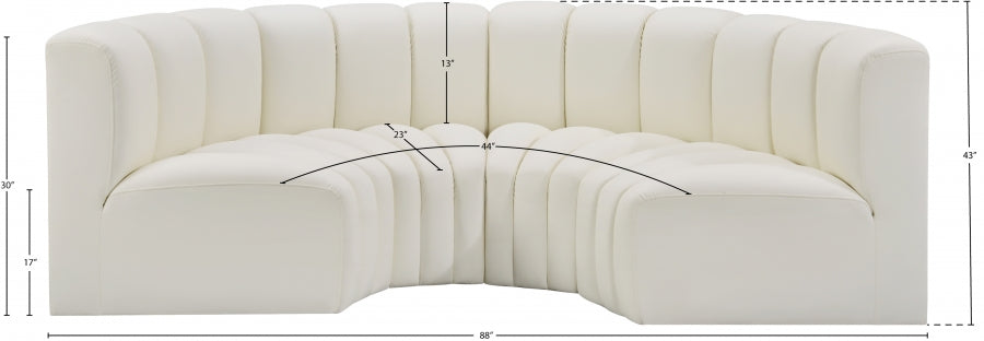 Arc 88" Vegan Leather Upholstered 4pc. Modular Sectional