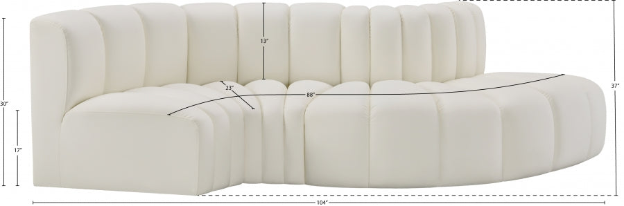Arc 104" Vegan Leather Upholstered 4pc. Modular Sectional