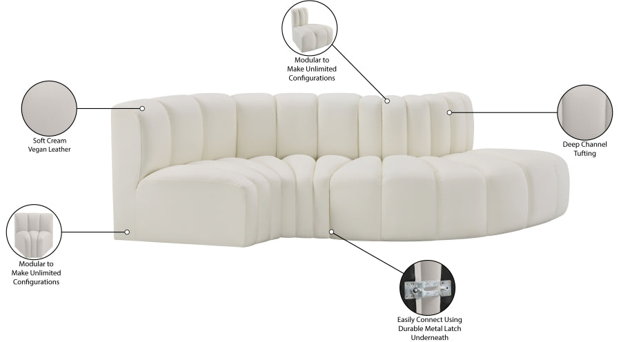 Arc 104" Vegan Leather Upholstered 4pc. Modular Sectional