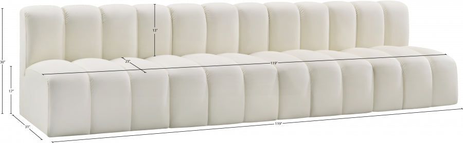 Arc 119" Vegan Leather Upholstered 4pc. Modular Sectional
