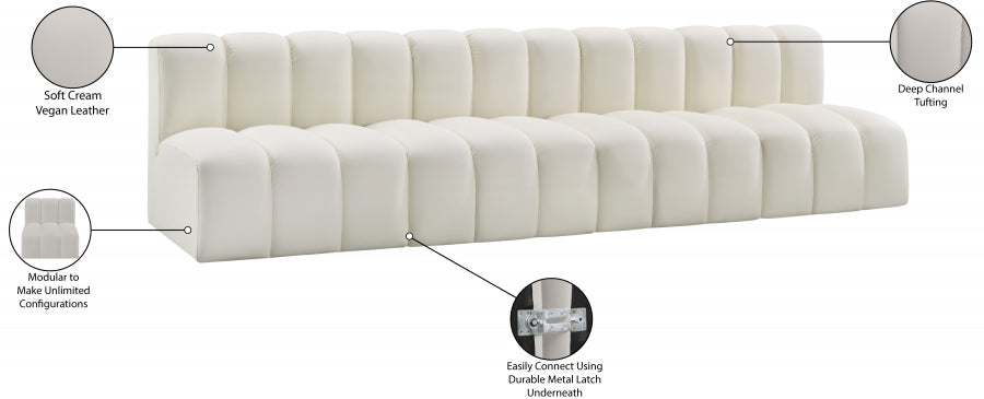 Arc 119" Vegan Leather Upholstered 4pc. Modular Sectional