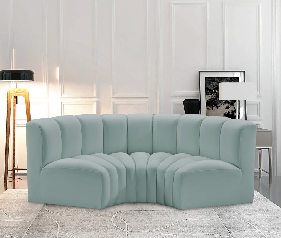 Arc 80" Vegan Leather Upholstered 3pc. Modular Sectional