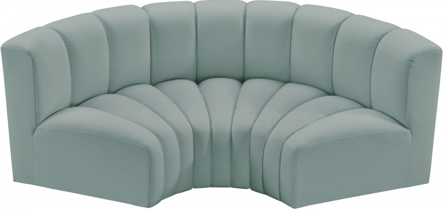 Arc 80" Vegan Leather Upholstered 3pc. Modular Sectional