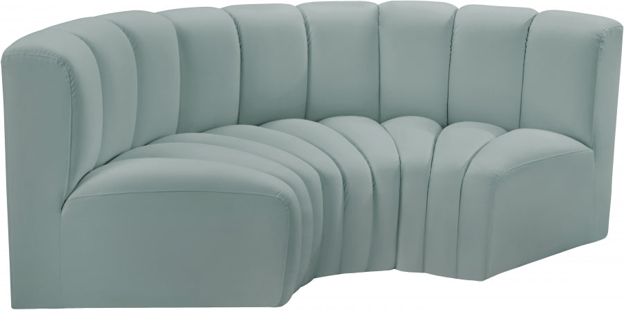 Arc 80" Vegan Leather Upholstered 3pc. Modular Sectional