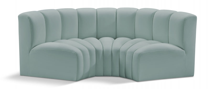 Arc 80" Vegan Leather Upholstered 3pc. Modular Sectional