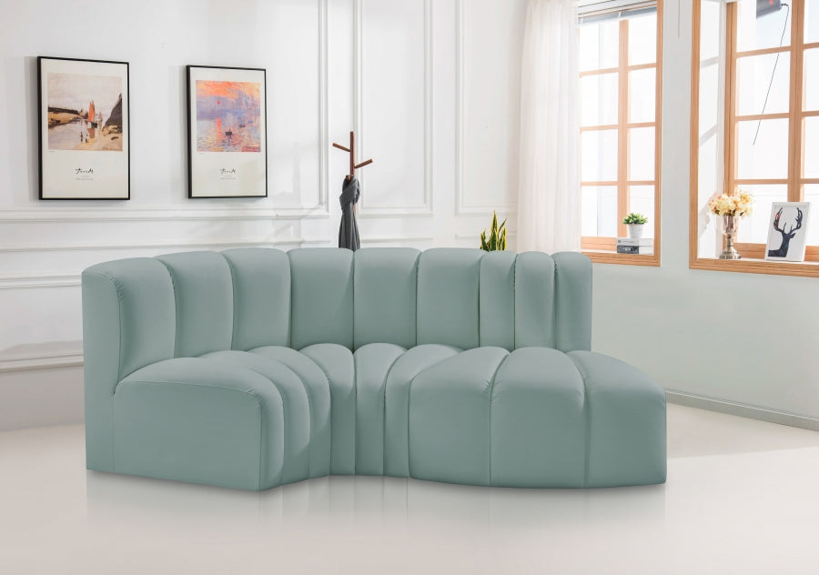 Arc 70" Vegan Leather Upholstered 3pc. Modular Sectional