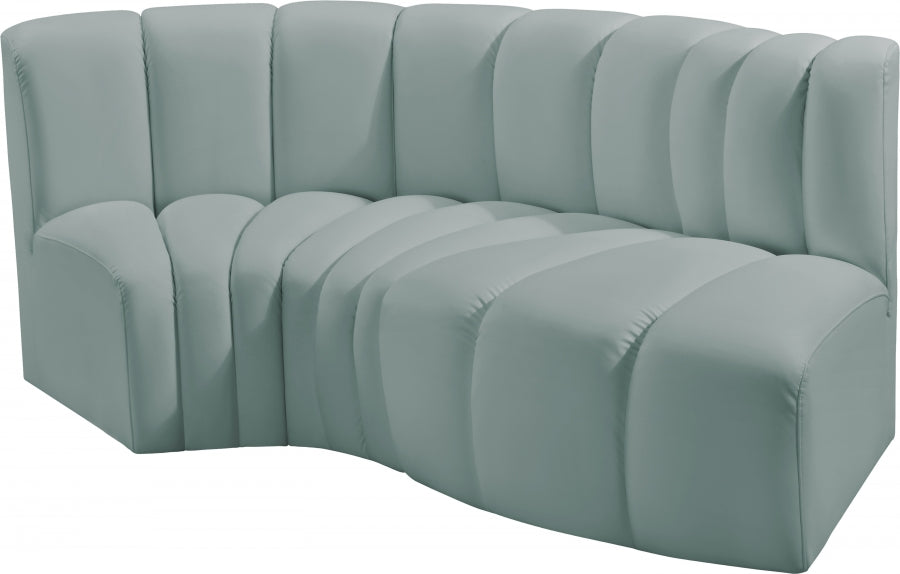 Arc 70" Vegan Leather Upholstered 3pc. Modular Sectional