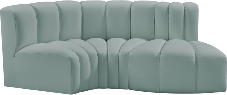 Arc 70" Vegan Leather Upholstered 3pc. Modular Sectional