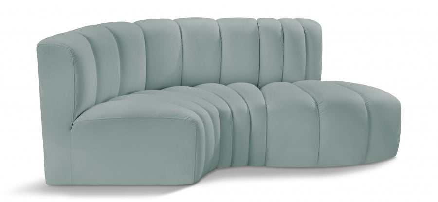 Arc 70" Vegan Leather Upholstered 3pc. Modular Sectional