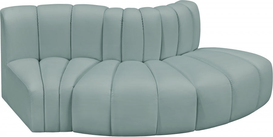 Arc 77" Vegan Leather Upholstered 3pc. Modular Sectional