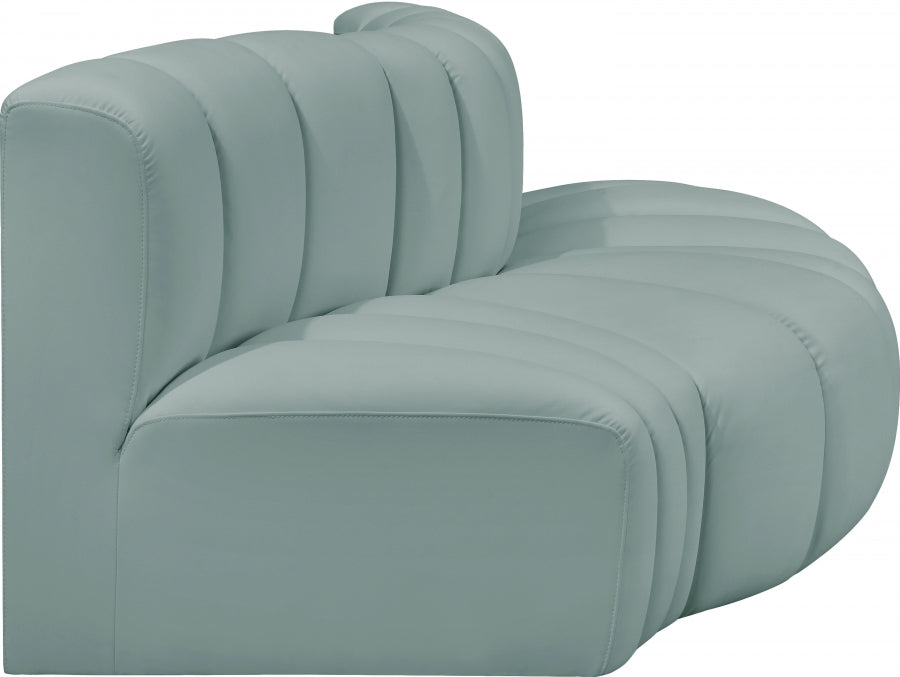 Arc 77" Vegan Leather Upholstered 3pc. Modular Sectional