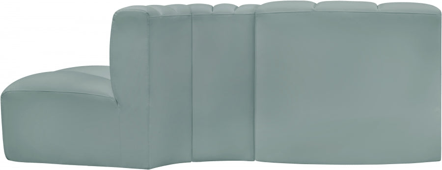 Arc 77" Vegan Leather Upholstered 3pc. Modular Sectional