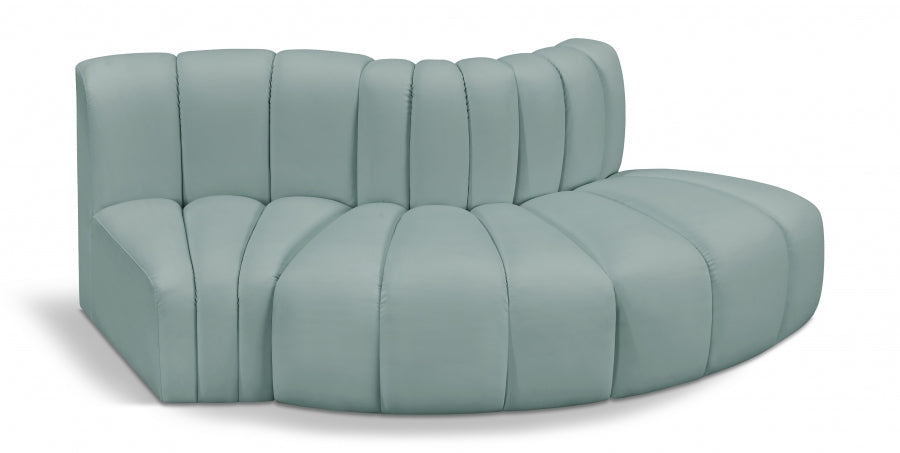 Arc 77" Vegan Leather Upholstered 3pc. Modular Sectional