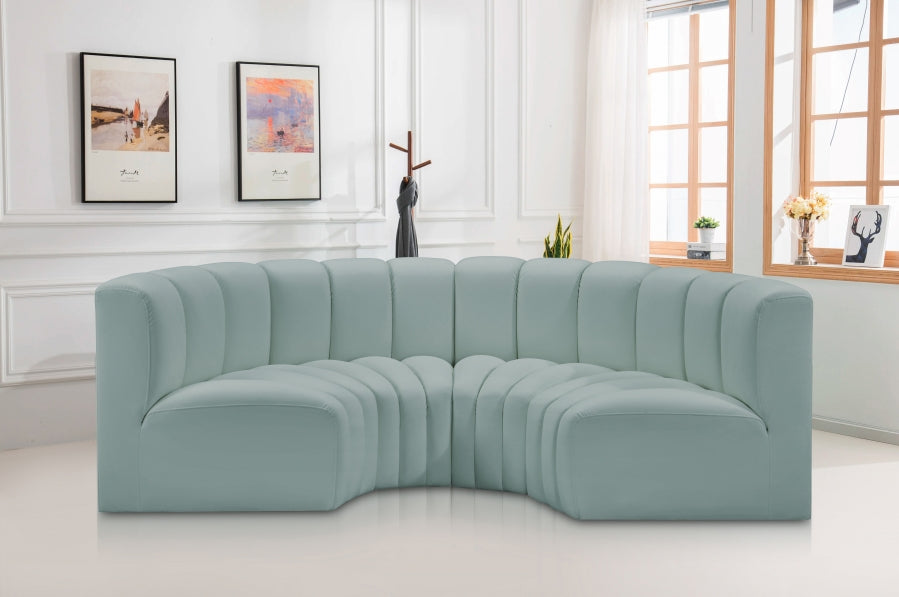 Arc 88" Vegan Leather Upholstered 4pc. Modular Sectional