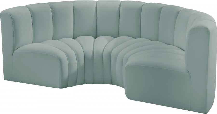 Arc 88" Vegan Leather Upholstered 4pc. Modular Sectional