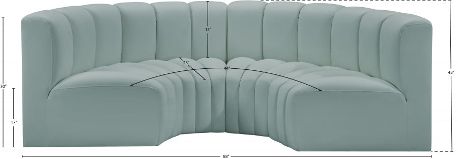 Arc 88" Vegan Leather Upholstered 4pc. Modular Sectional