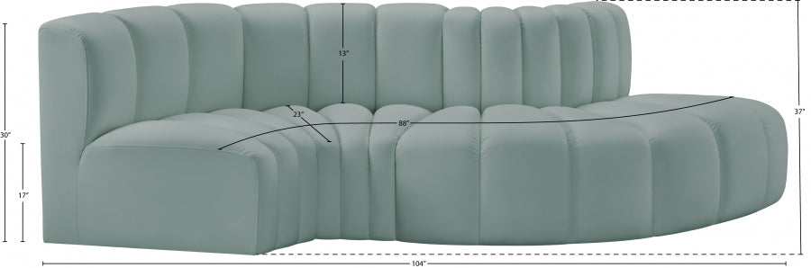 Arc 104" Vegan Leather Upholstered 4pc. Modular Sectional