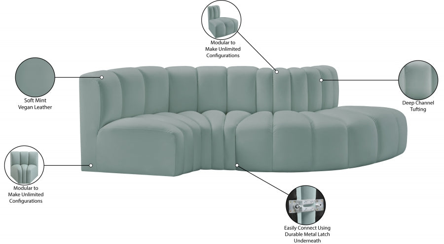 Arc 104" Vegan Leather Upholstered 4pc. Modular Sectional