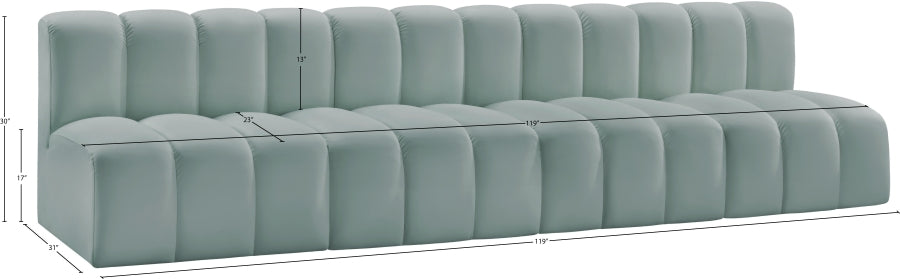 Arc 119" Vegan Leather Upholstered 4pc. Modular Sectional