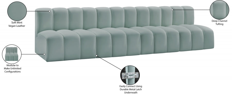 Arc 119" Vegan Leather Upholstered 4pc. Modular Sectional