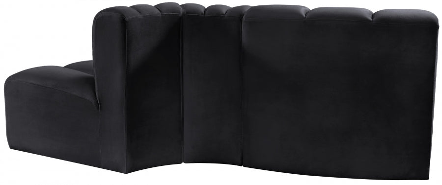 Arc 77" Velvet Upholstered 3pc. Modular Sectional