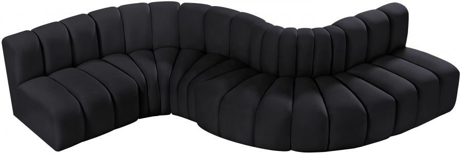 Arc 145" Velvet Upholstered 6pc. Modular Sectional