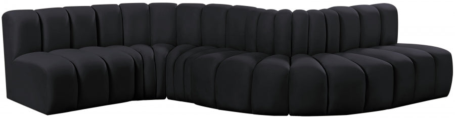 Arc 145" Velvet Upholstered 6pc. Modular Sectional