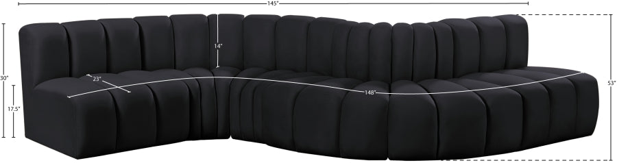 Arc 145" Velvet Upholstered 6pc. Modular Sectional