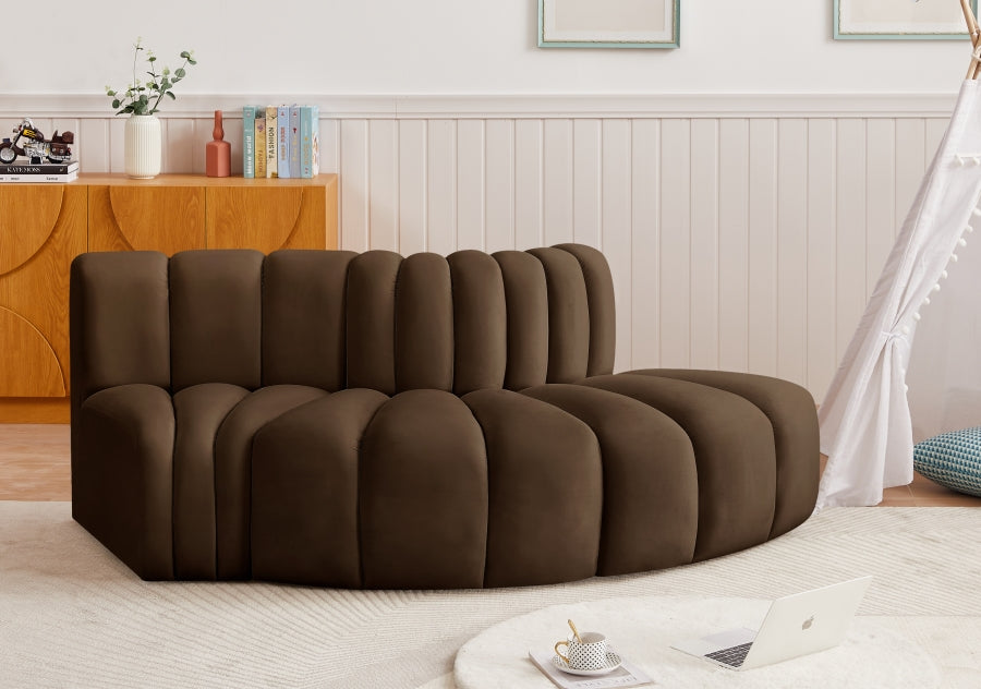 Arc 77" Velvet Upholstered 3pc. Modular Sectional