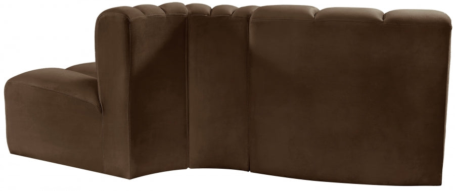 Arc 77" Velvet Upholstered 3pc. Modular Sectional