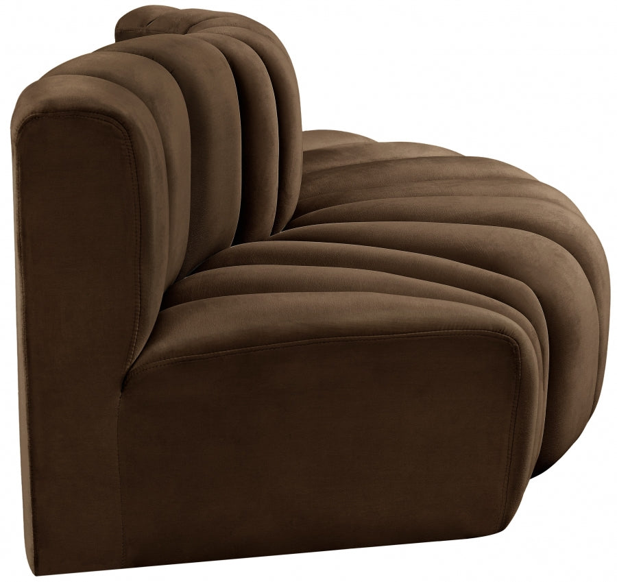 Arc 77" Velvet Upholstered 3pc. Modular Sectional
