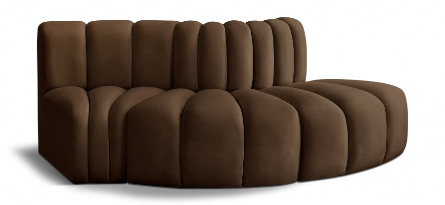 Arc 77" Velvet Upholstered 3pc. Modular Sectional