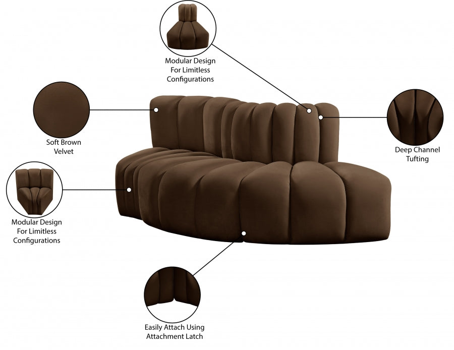 Arc 77" Velvet Upholstered 3pc. Modular Sectional