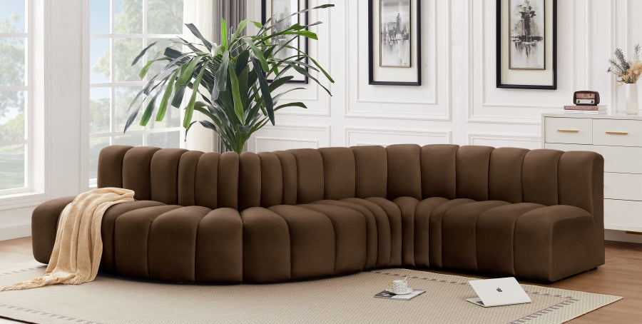Arc 145" Velvet Upholstered 6pc. Modular Sectional