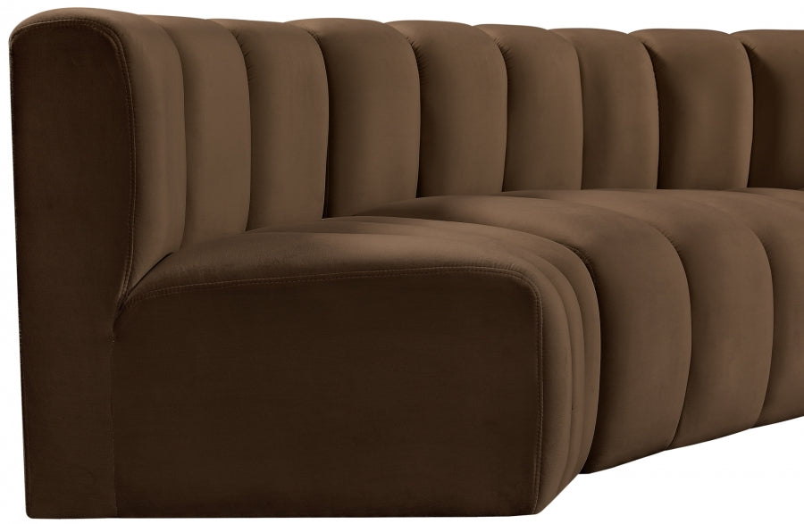 Arc 145" Velvet Upholstered 6pc. Modular Sectional